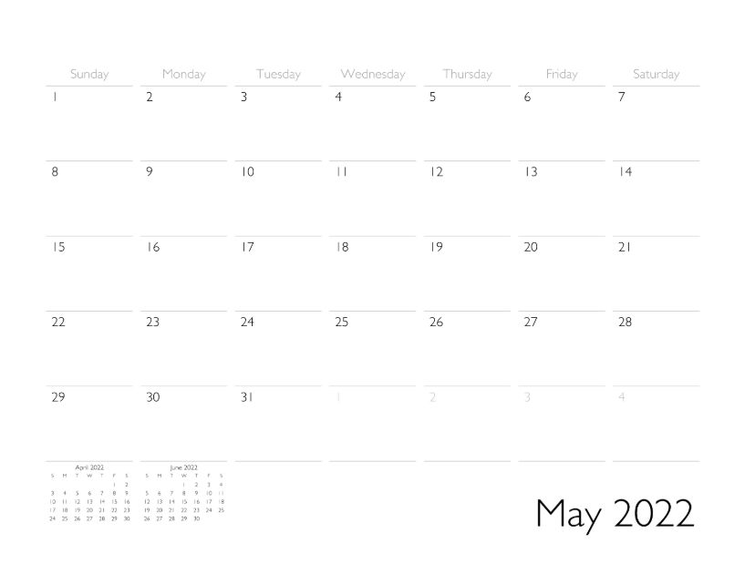 May 2022 Calendar Page